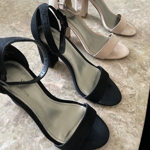 Strap Sandal Heel Shoe Bundle Nude & Black Sz 5
